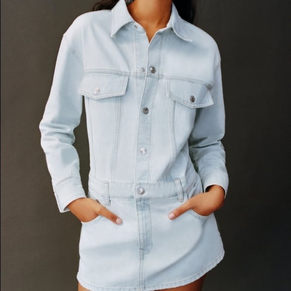 ZARA SHORT DENIM LIGHT BLUE MINI SHIRT DRESS